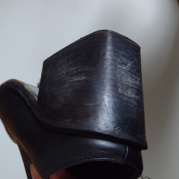 Helmut Lang Schist Leather Pointed Toe Mule Heel EU 37 Whimsigoth Goth - Picture 11 of 14